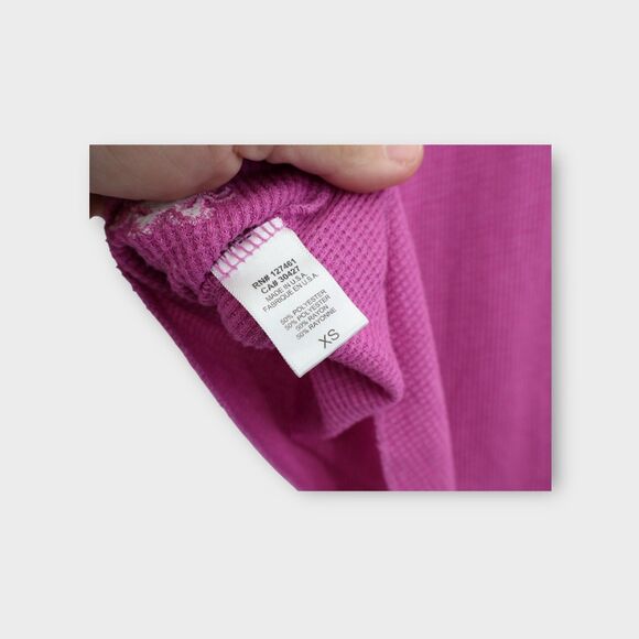 Wildfox Waffle Knit Long Sleeve Top Pink XS Round Neck Pullover Blouse - Picture 6 of 8